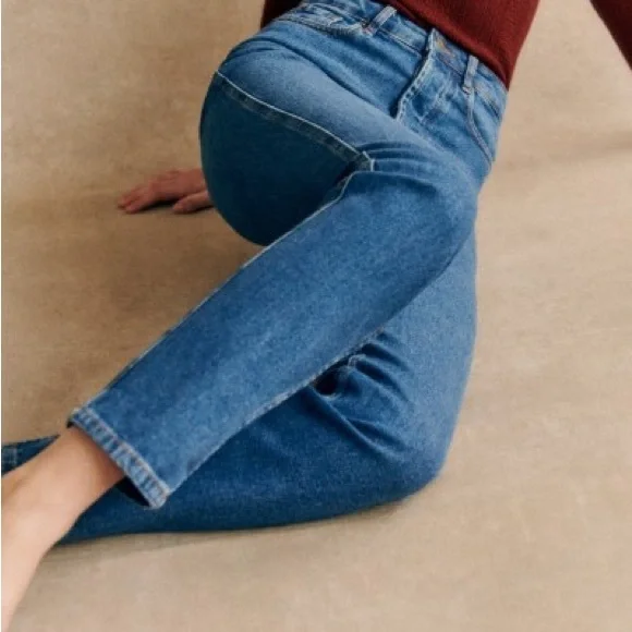 Sezane Blue Straight Leg Jeans - Picture 6 of 8